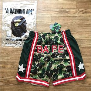 Bape A Bathing Ape Green Camo Shorts